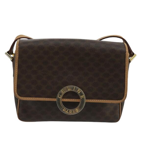 CELINE Macadam Canvas Circle Shoulder Bag Brown - Picture 2 of 12